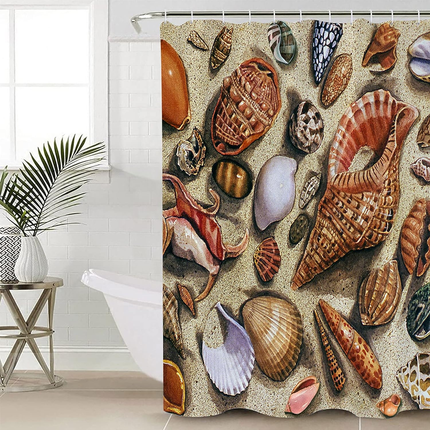 Retro Seashells Shower Curtain for Your Beachy Bathroom Decor