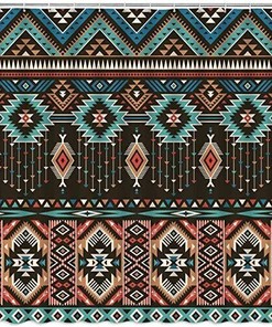Retro Southwestern Native American Geometric Shower Curtain, Southwest Ethnic Bath Decor