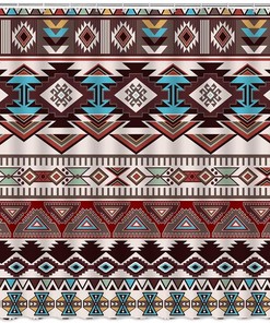 Retro Tribal Shower Curtain - Vintage Navajo Geometric Pattern for Bohemian Bathroom Decor