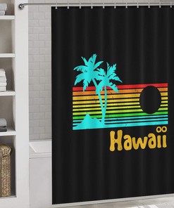 Retro Vintage Hawaii Shower Curtain Printed Bathroom Fabric Home Decor