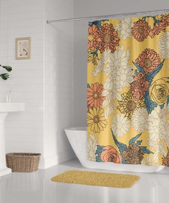 Retro Yellow Daisies Shower Curtain for a Floral Touch in your Bathroom Decor