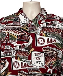 Reyn Spooner Alabama Crimson Tide Rayon Button Shirt Hawaiian