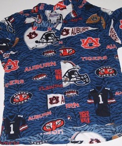 Reyn Spooner Auburn Tigers NCAA Football Hawaiian Rayon Button Shirt Mens Small