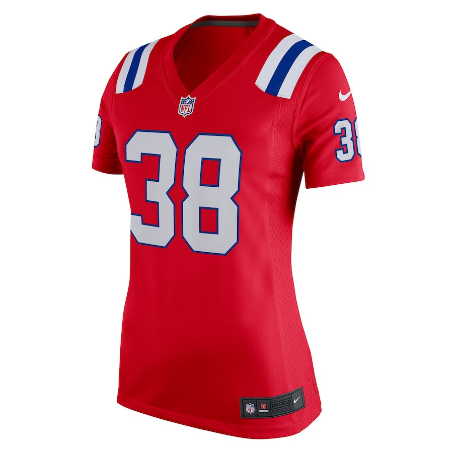Rhamondre Stevenson 38 New England Patriots Women's Alternate Game Player Jersey - Red