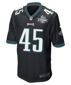 Rick Lovato 45 Philadelphia Eagles Super Bowl LVII Champions 2 Stars Men Game Jersey - Black