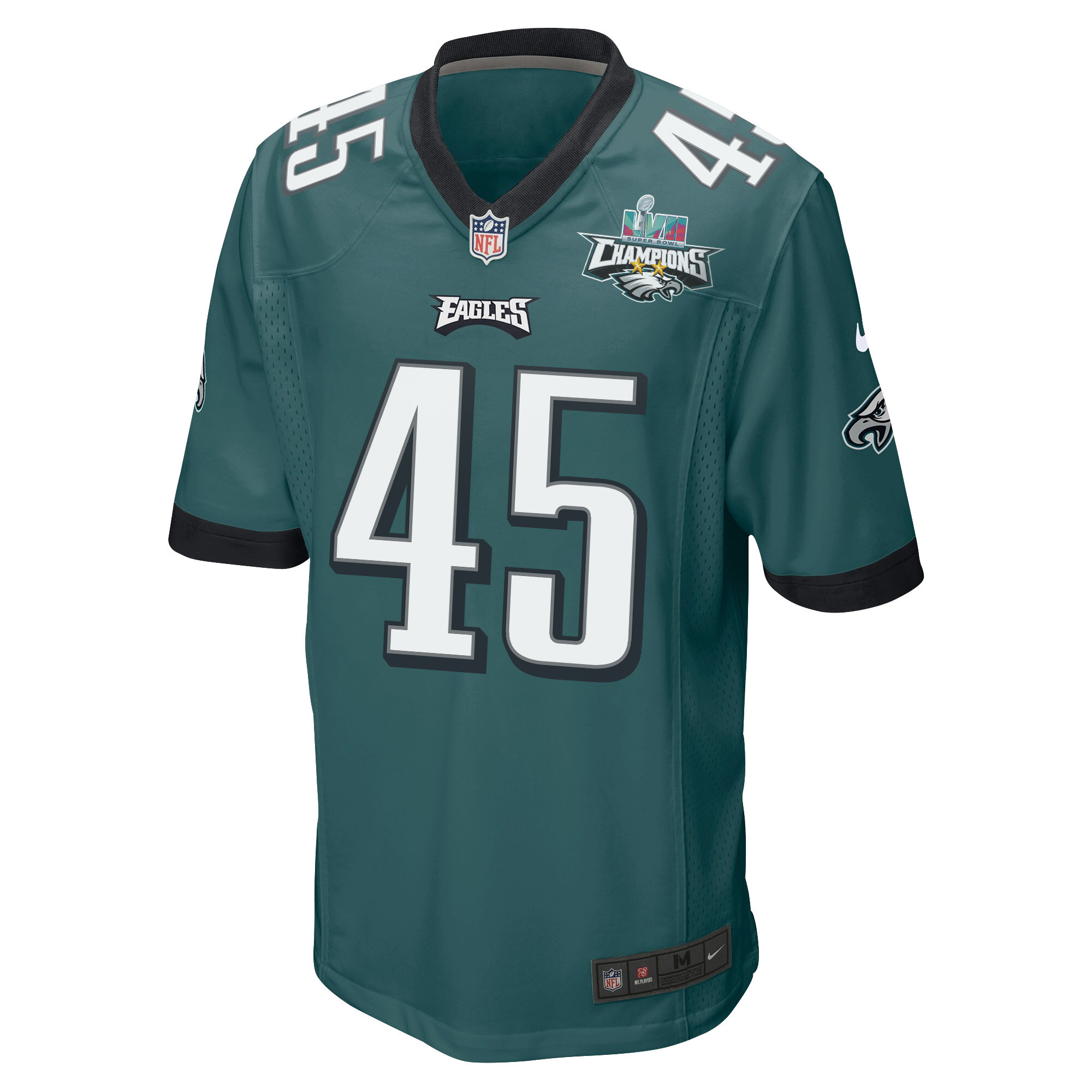 Rick Lovato 45 Philadelphia Eagles Super Bowl LVII Champions 2 Stars Men Game Jersey - Midnight Green