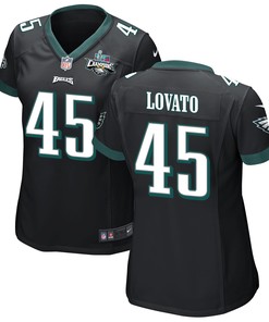 Rick Lovato 45 Philadelphia Eagles Super Bowl LVII Champions 2 Stars Women Game Jersey - Black