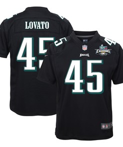 Rick Lovato 45 Philadelphia Eagles Super Bowl LVII Champions 2 Stars Youth Game Jersey - Black