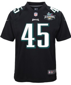 Rick Lovato 45 Philadelphia Eagles Super Bowl LVII Champions 2 Stars Youth Game Jersey - Black