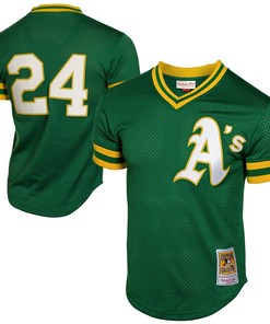 Rickey Henderson Oakland Athletics Mitchell & Ness 1991 Cooperstown Mesh Batting Practice Jersey - Green Mlb