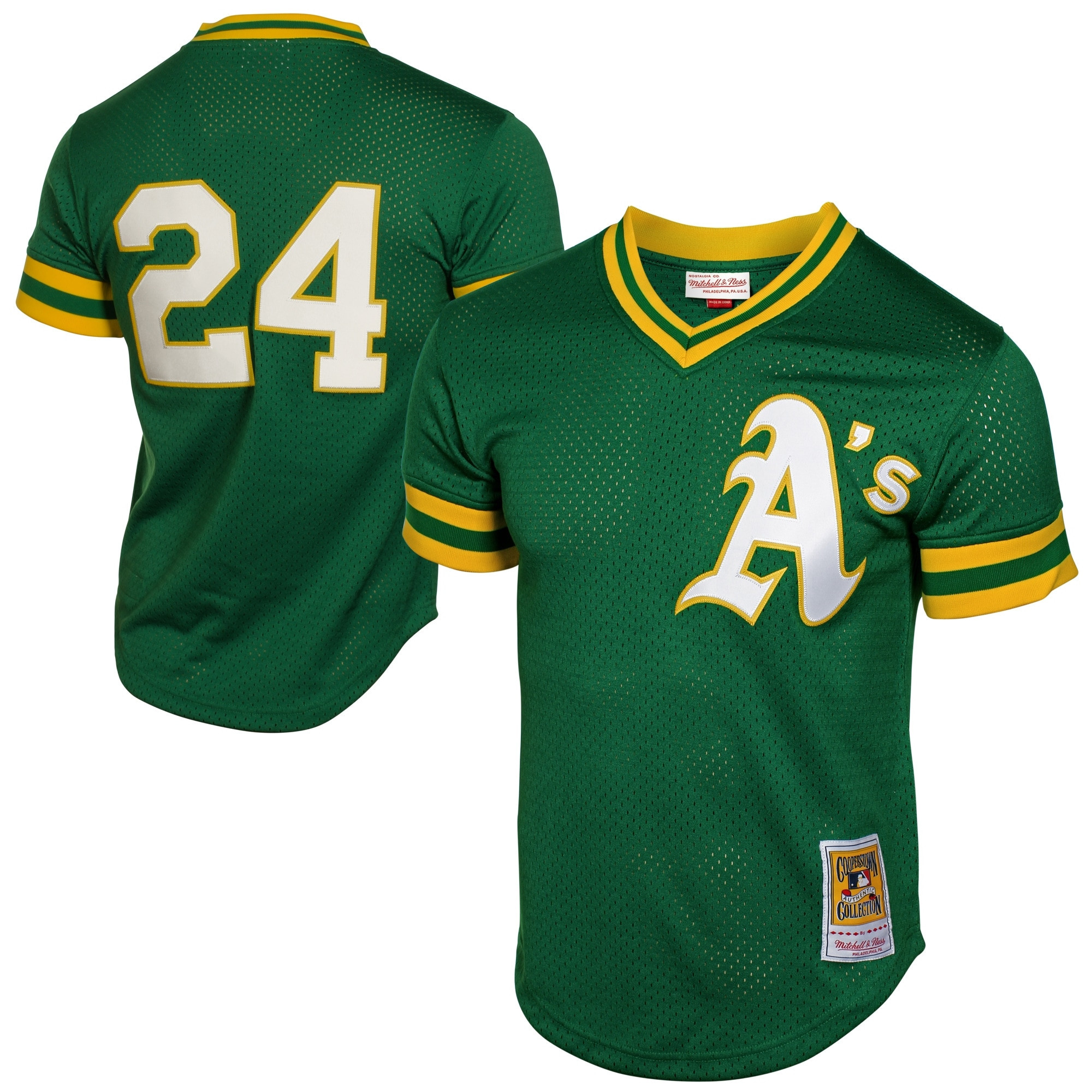 Rickey Henderson Oakland Athletics Mitchell & Ness 1991 Cooperstown Mesh Batting Practice Jersey - Green Mlb