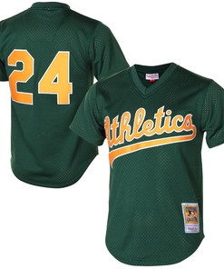 Rickey Henderson Oakland Athletics Mitchell & Ness 1998 Cooperstown Mesh Batting Practice Jersey - Green Mlb