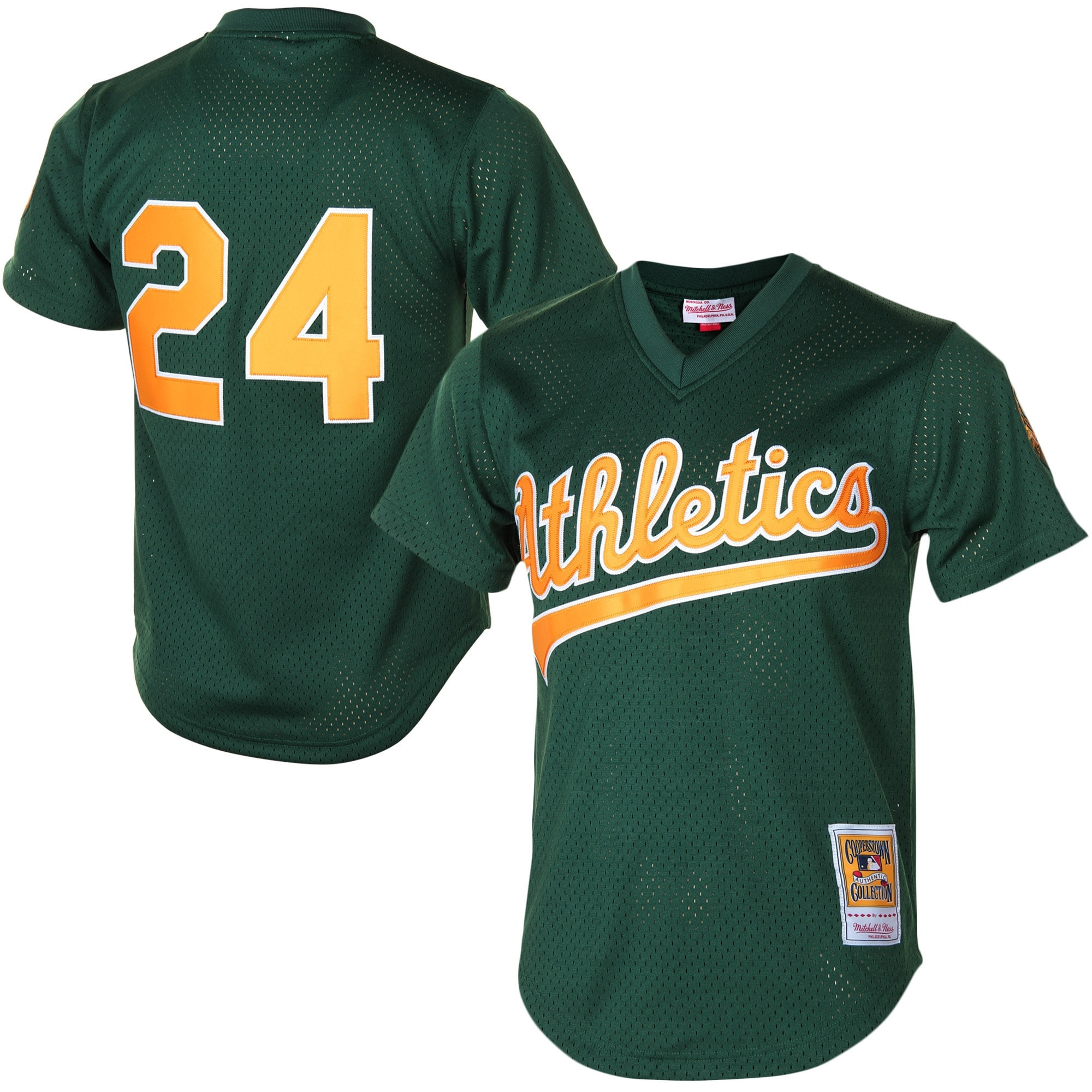 Rickey Henderson Oakland Athletics Mitchell & Ness 1998 Cooperstown Mesh Batting Practice Jersey - Green Mlb