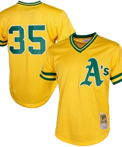 Rickey Henderson Oakland Athletics Mitchell & Ness Cooperstown Mesh Batting Practice Jersey - Yellow Mlb