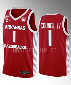 Ricky Council IV 1 Arkansas Razorbacks 100 Season Uniform Jersey 2022-23 College Basketball Red