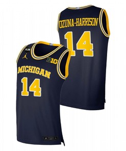 Rico Ozuna-Harrison 14 Michigan Wolverines College Basketball BLM Men Jersey - Navy