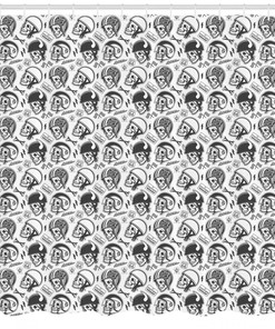 Rider Skull Pattern Print Shower Curtain for Edgy Bathroom Decor