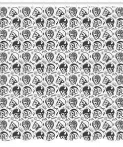 Rider Skull Pattern Print Shower Curtain for Edgy Bathroom Decor
