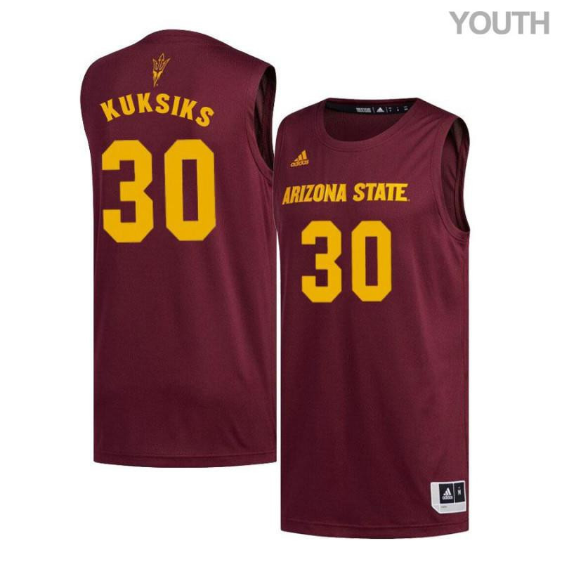 Rihards Kuksiks 30 Arizona State Sun Devils Basketball Youth Jersey - Maroon