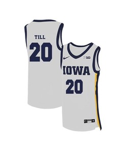 Riley Till 20 Iowa Hawkeyes Elite Basketball Men Jersey - White