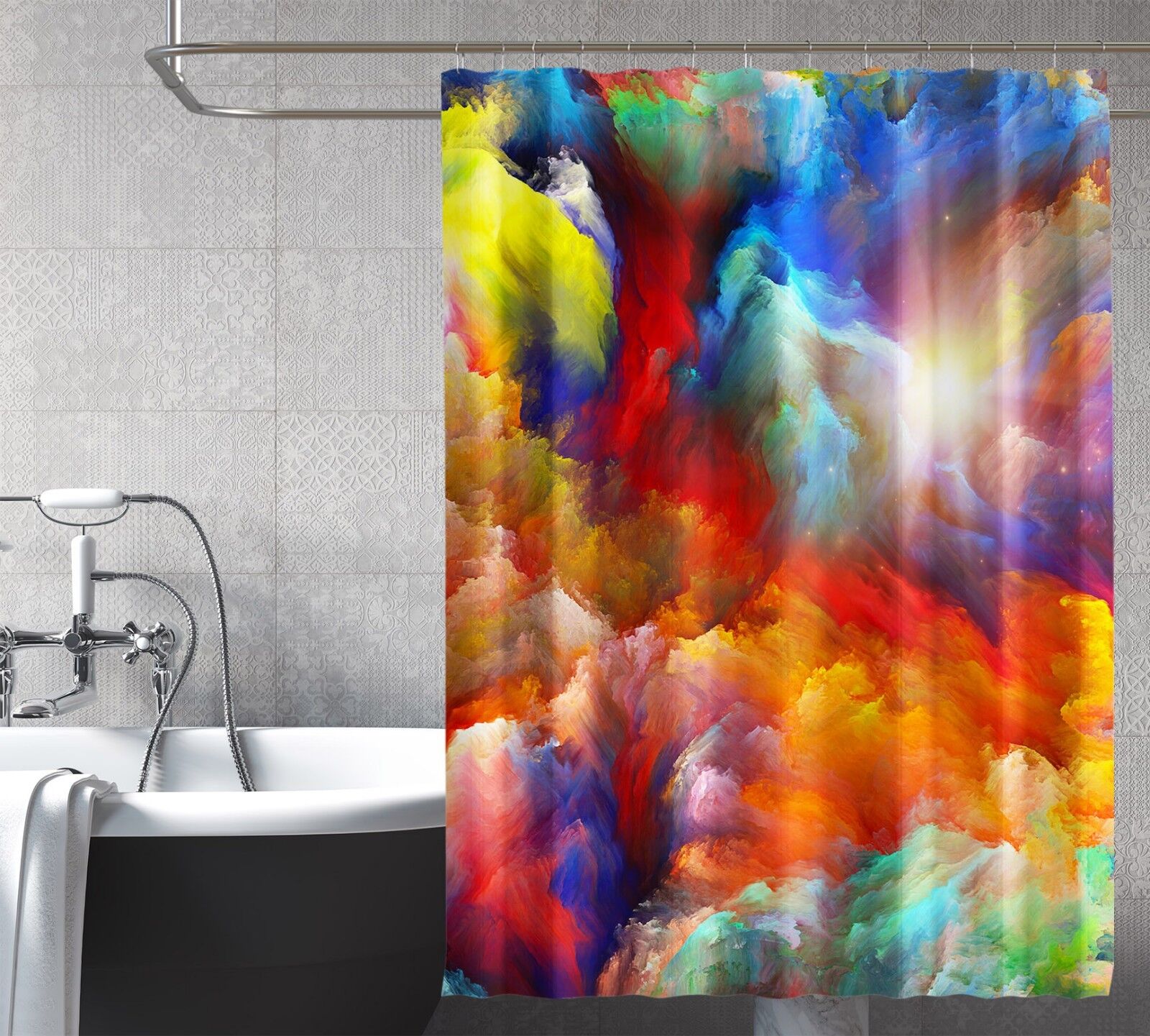 Rise and Shine - Sun Shower Curtain - Waterproof for Bathroom Decor