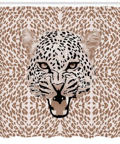 Roaring Wild Leopard African Shower Curtain for Jungle Bathroom Decor
