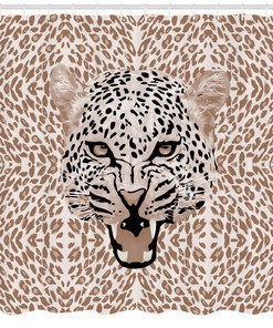 Roaring Wild Leopard African Shower Curtain for Jungle Bathroom Decor 