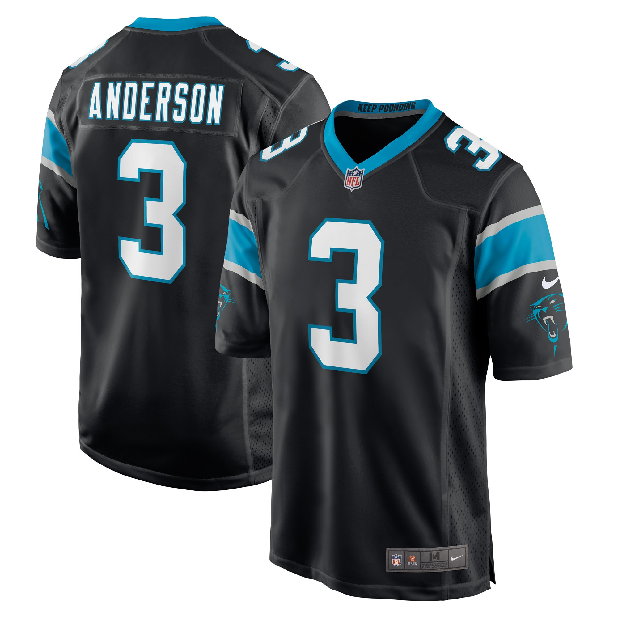 Robby Anderson Carolina Panthers Player Game Jersey - Black Nfl