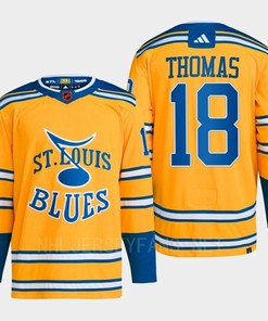 Robert Thomas 18 Reverse Retro 2.0 2022 St. Louis Blues Yellow Jersey Primegreen