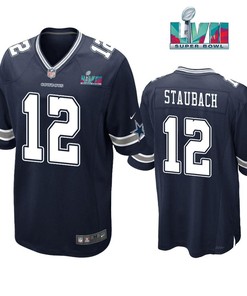 Roger Staubach 12 Dallas Cowboys Super Bowl LVII Super Bowl LVII Navy Men Game Jersey