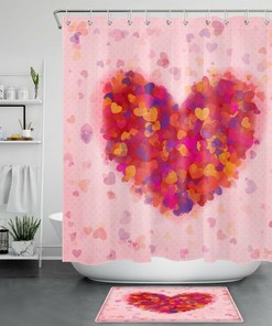 Romantic Abstract Heart Shower Curtain for Valentine's Day Bathroom Accessories