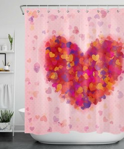 Romantic Abstract Heart Shower Curtain for Valentine's Day Bathroom Accessories