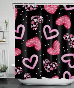 Romantic Abstract Love Hearts Shower Curtain for Valentine's Day Bathroom Decor