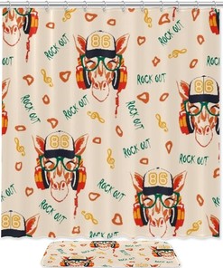 Romantic Christmas Deer Elk Shower Curtain in Waterproof Fabric for Bathroom Decor