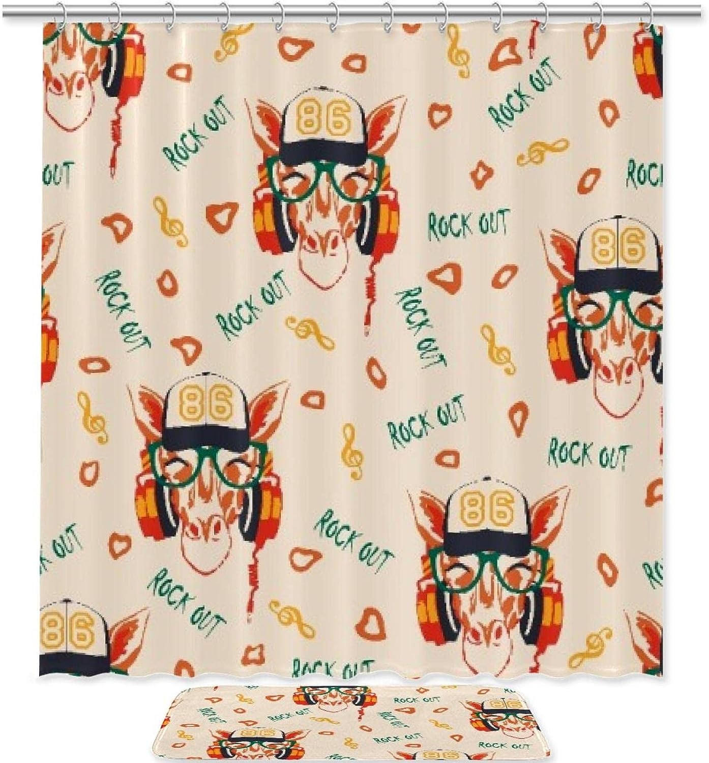 Romantic Christmas Deer Elk Shower Curtain in Waterproof Fabric for Bathroom Decor