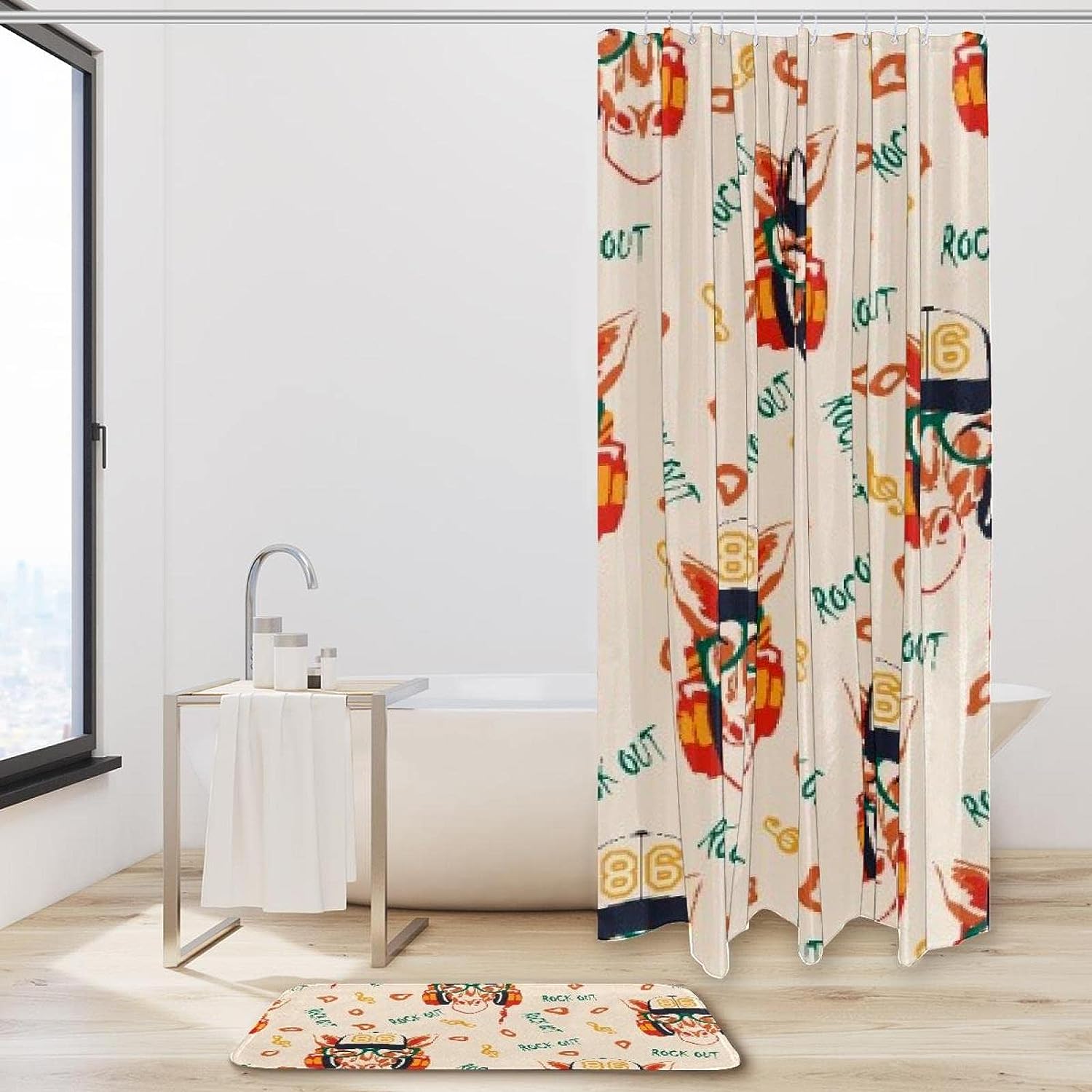 Romantic Christmas Deer Elk Shower Curtain in Waterproof Fabric for Bathroom Decor