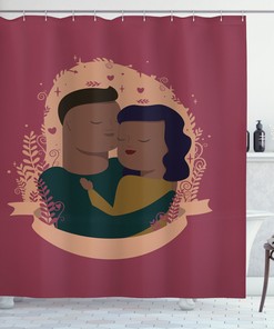 Romantic Family African American Shower Curtain - Love Themed Fabric Bath Decor