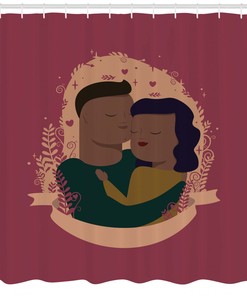 Romantic Family African American Shower Curtain - Love Themed Fabric Bath Decor