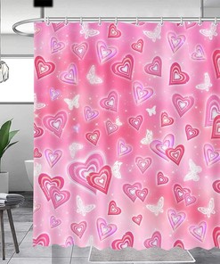 Romantic Hearts Valentine's Day Shower Curtain