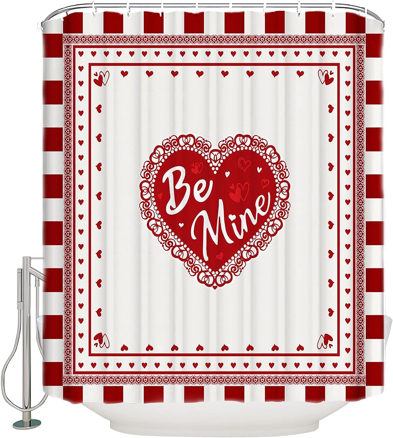 Romantic Love Hearts Chessboard Shower Curtain | Home Decor Bathroom Curtain