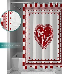 Romantic Love Hearts Chessboard Shower Curtain | Home Decor Bathroom Curtain
