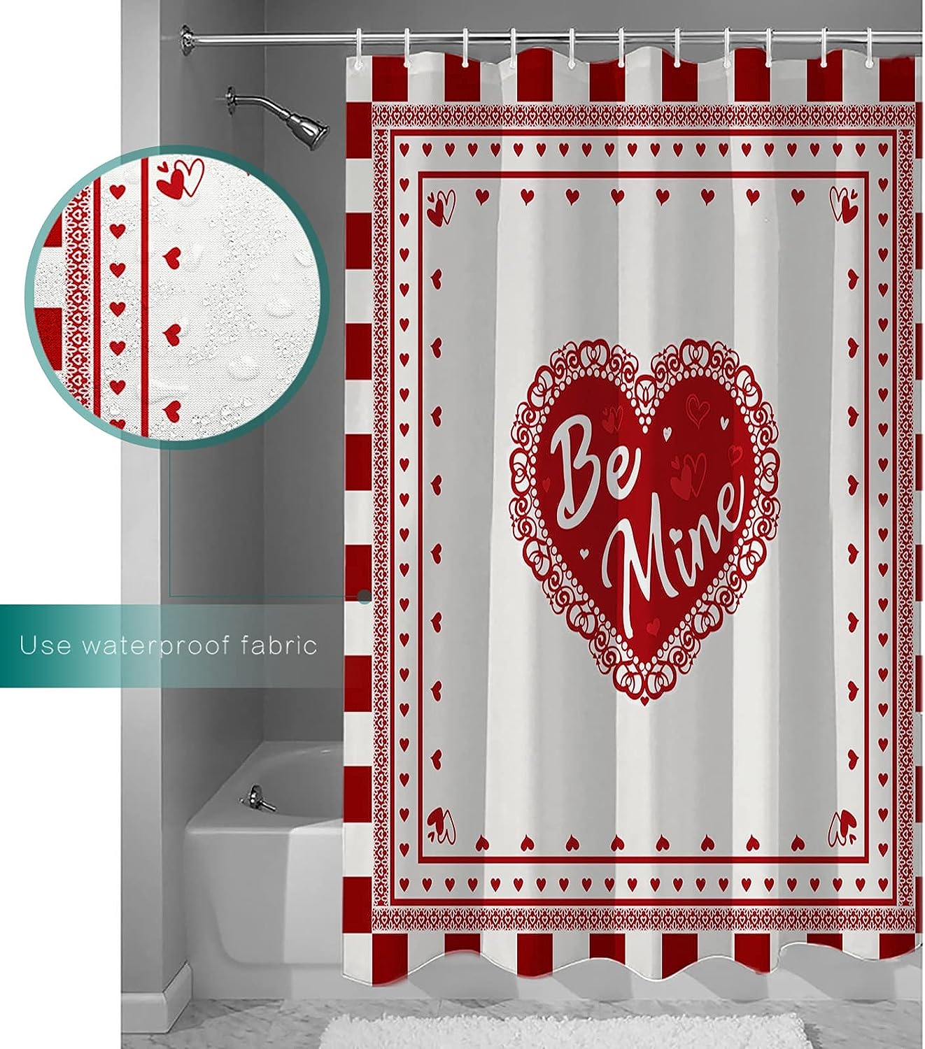 Romantic Love Hearts Chessboard Shower Curtain | Home Decor Bathroom Curtain