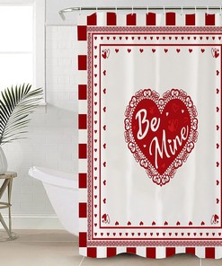 Romantic Love Hearts Chessboard Shower Curtain | Home Decor Bathroom Curtain