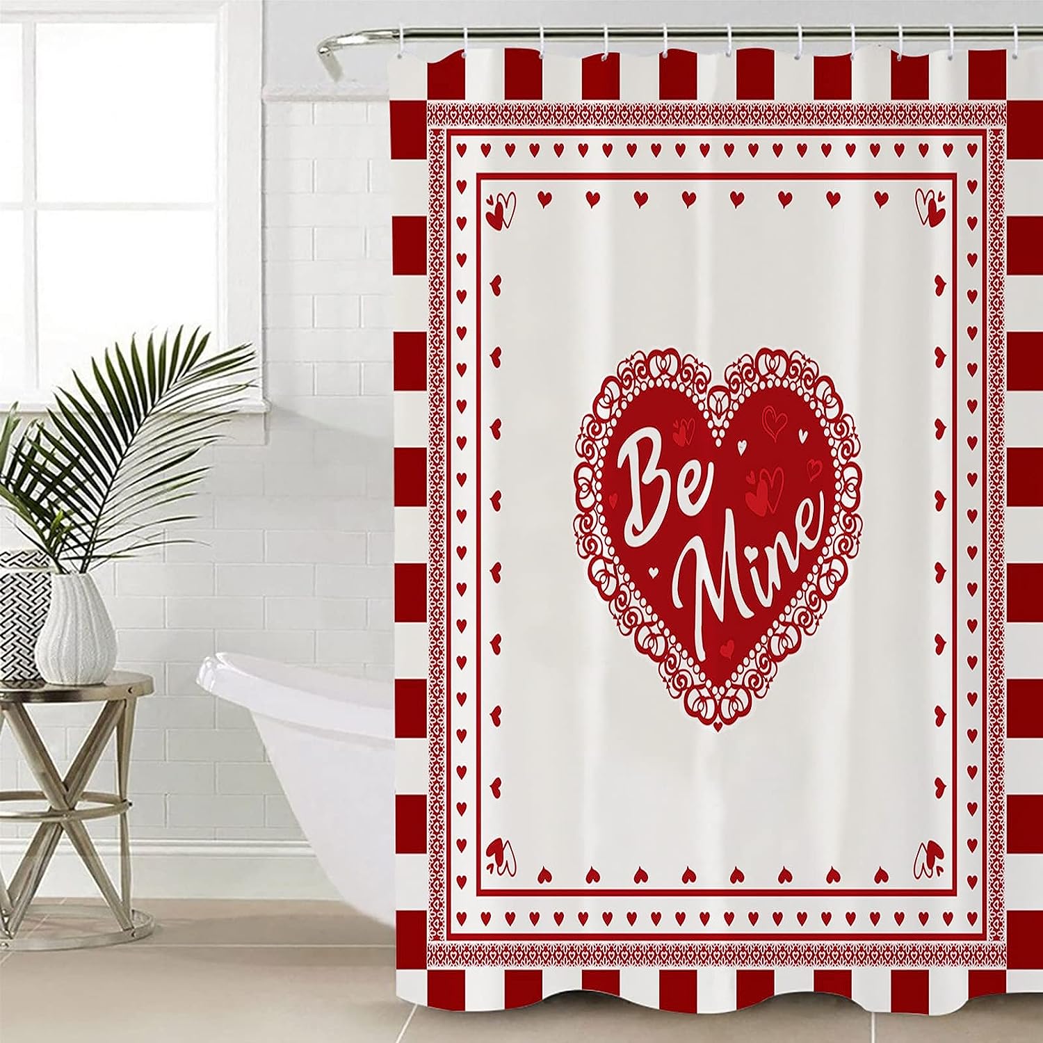 Romantic Love Hearts Chessboard Shower Curtain | Home Decor Bathroom Curtain