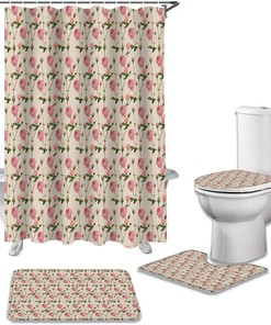 Romantic Rose Theme Shower Curtain for a Valentineâ€™s Bathroom Decor 