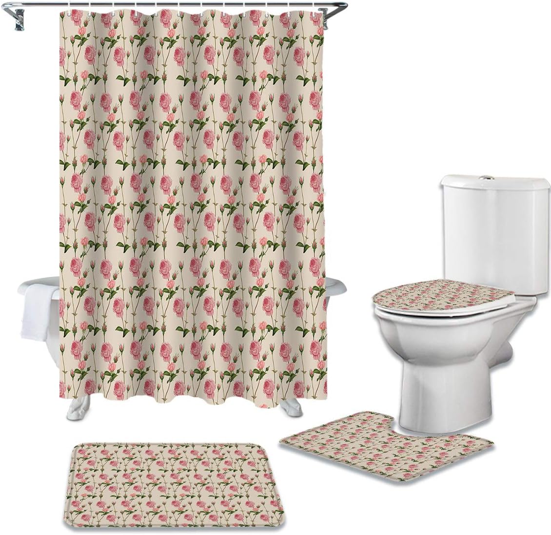 Romantic Rose Theme Shower Curtain for a Valentine’s Bathroom Decor