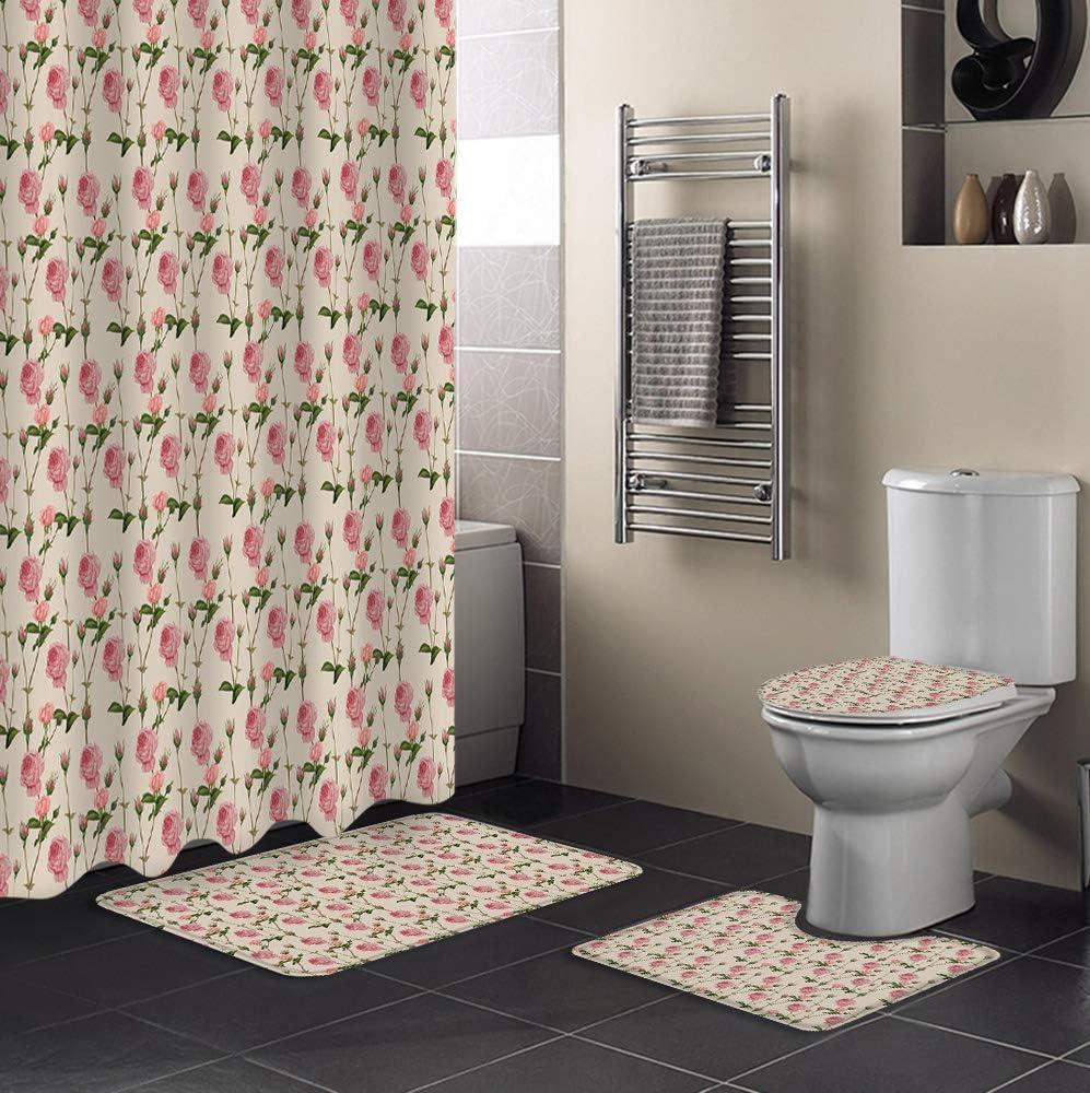 Romantic Rose Theme Shower Curtain for a Valentine’s Bathroom Decor