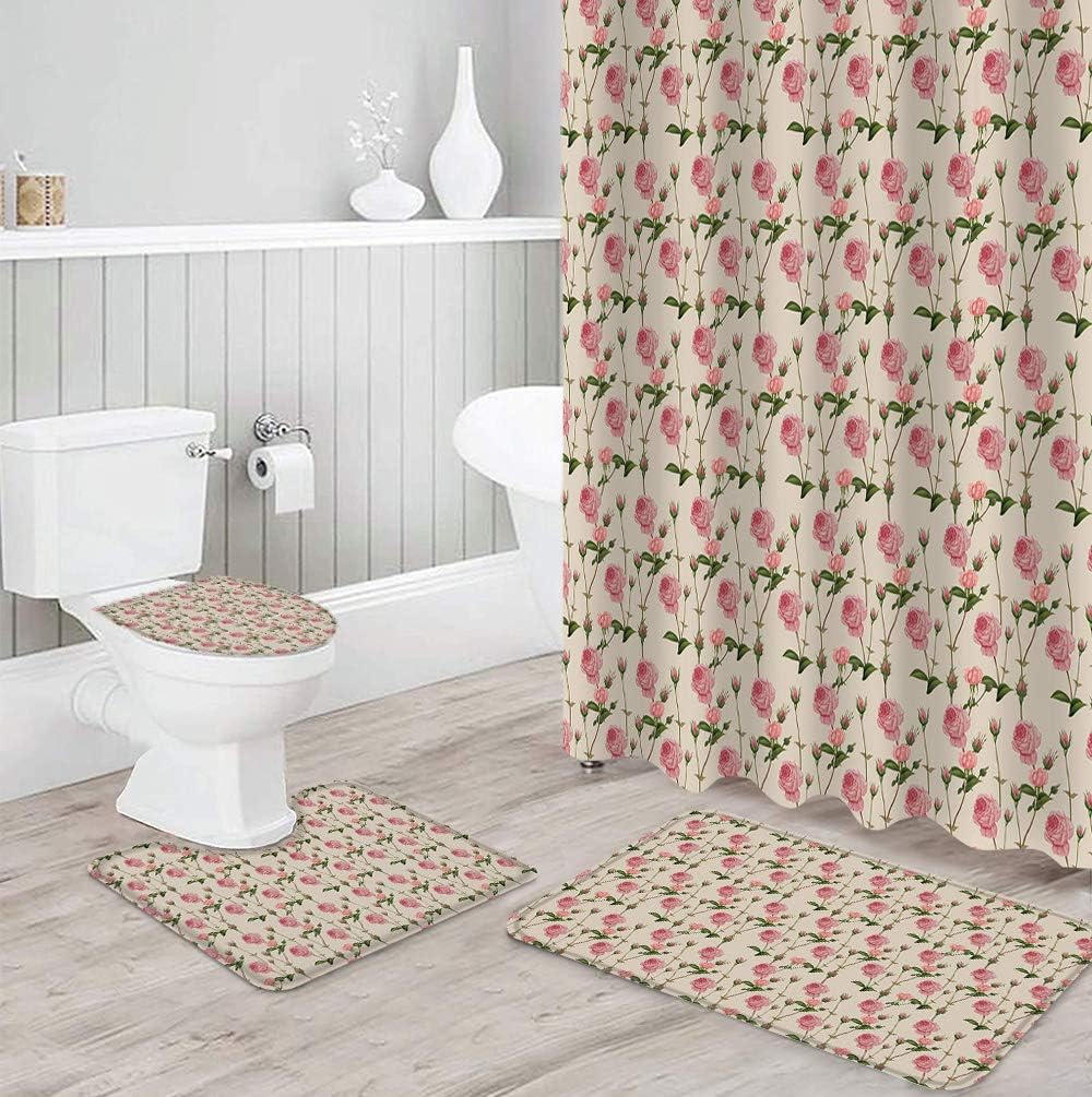 Romantic Rose Theme Shower Curtain for a Valentine’s Bathroom Decor