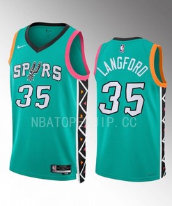 Romeo Langford 35 2022-23 San Antonio Spurs Turquoise City Edition Jersey Swingman