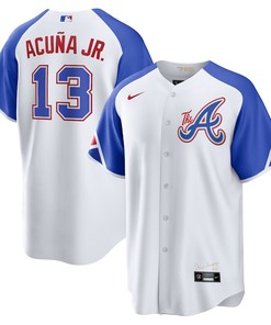 Ronald Acuna Jr. 13 Jersey, Atlanta Braves 2023 City Connect Men Jersey - White